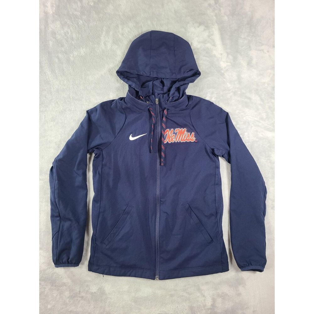 Nike Ole Miss Rebels Jacket Womens XS Blue Dri-Fit Hideaway Hood‎
